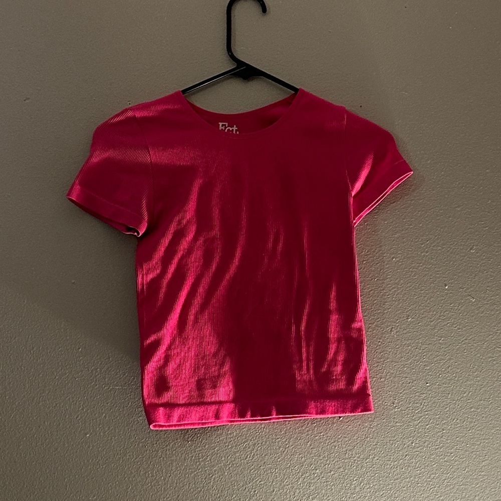 Bright Pink Short Sleeve Crop Top